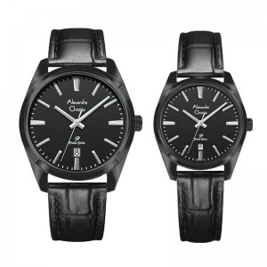 Alexandre Christie AC 1035 Full Black Couple Leather